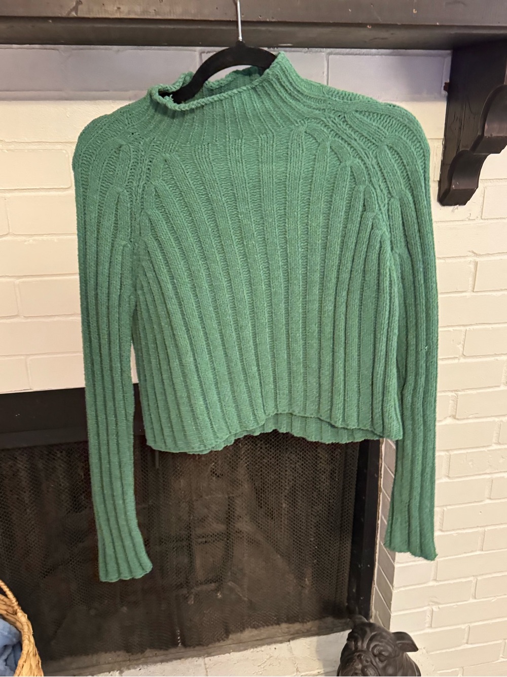 American Eagle Outfitters Ribbed Mock Neck Sweater - Teal Green
